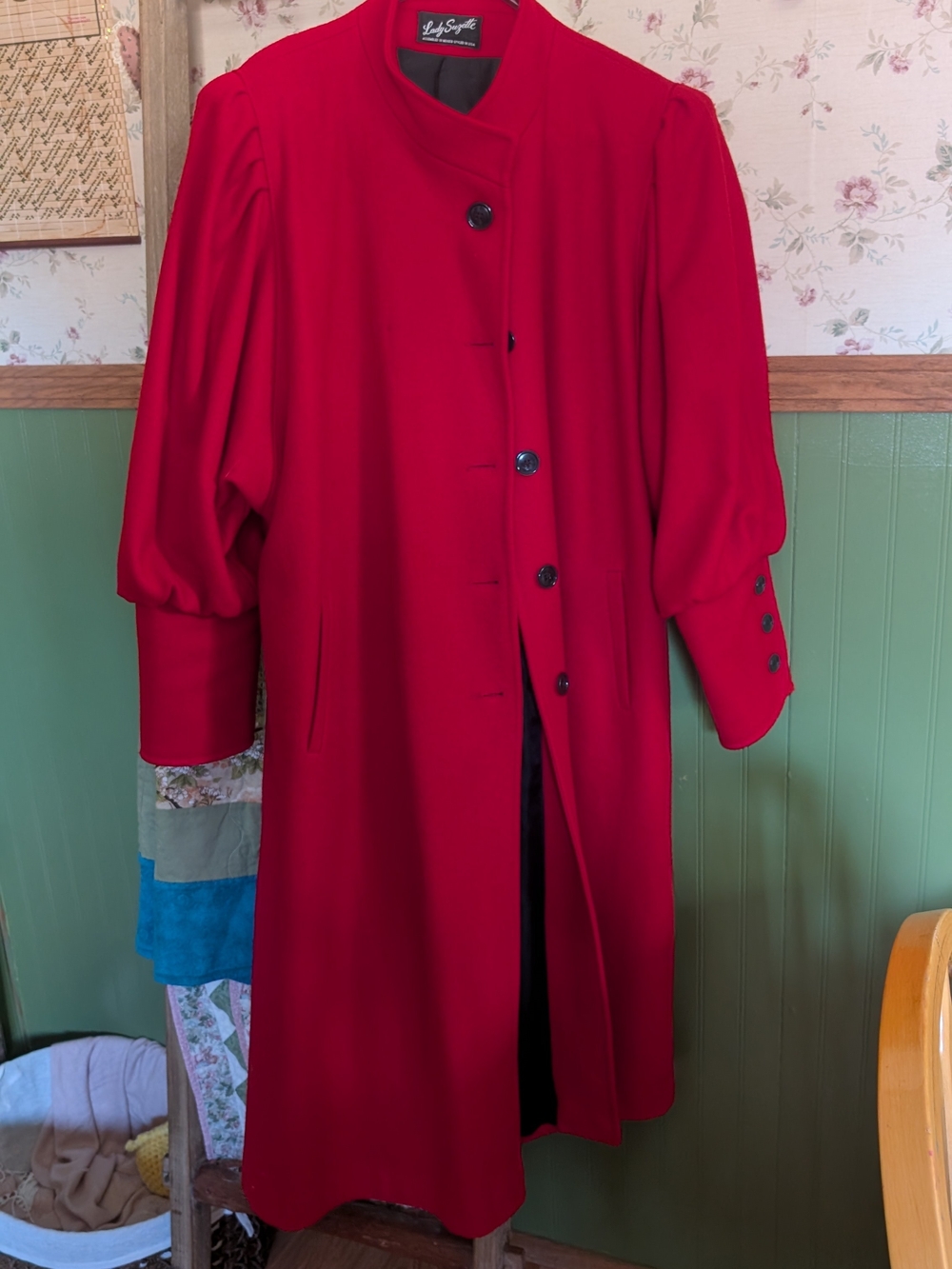 Vintage Red Women's Wool Coat